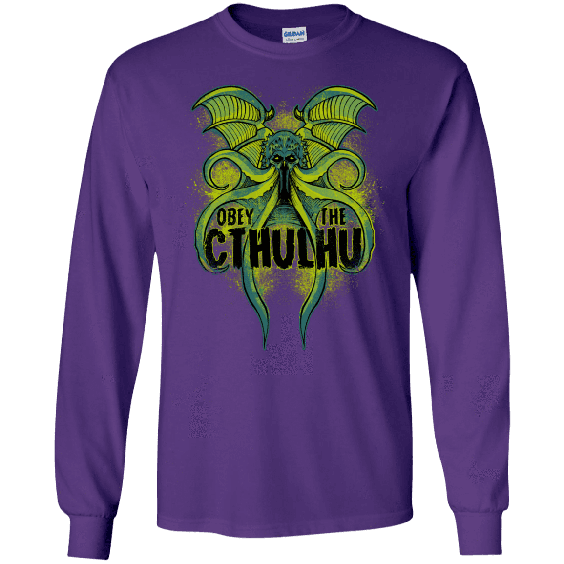 T-Shirts Purple / S Obey the Cthulhu Neon Men's Long Sleeve T-Shirt
