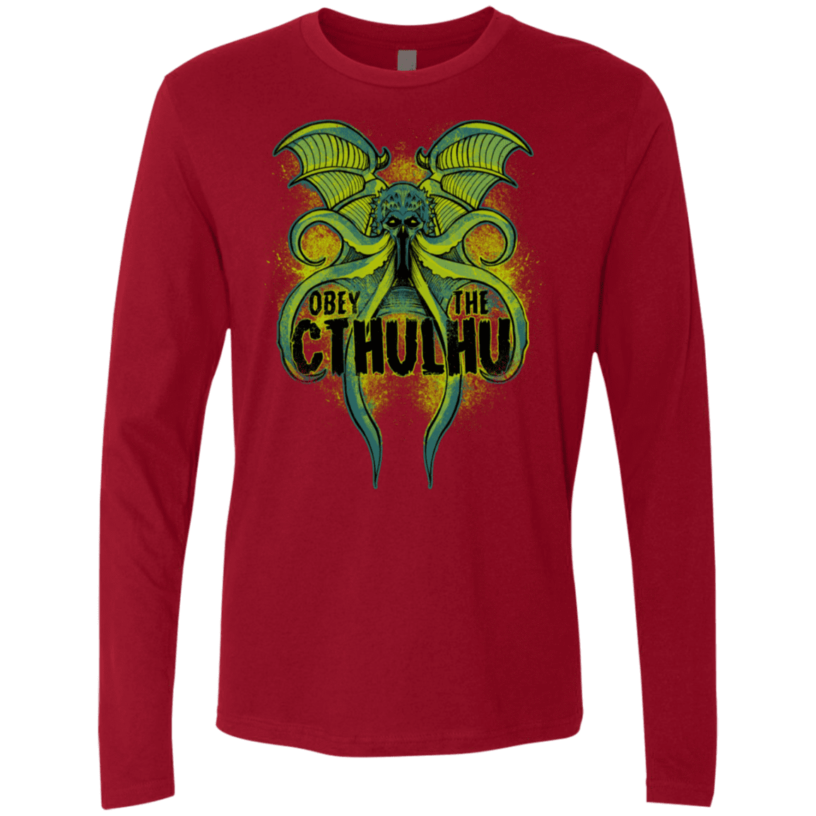 T-Shirts Cardinal / S Obey the Cthulhu Neon Men's Premium Long Sleeve