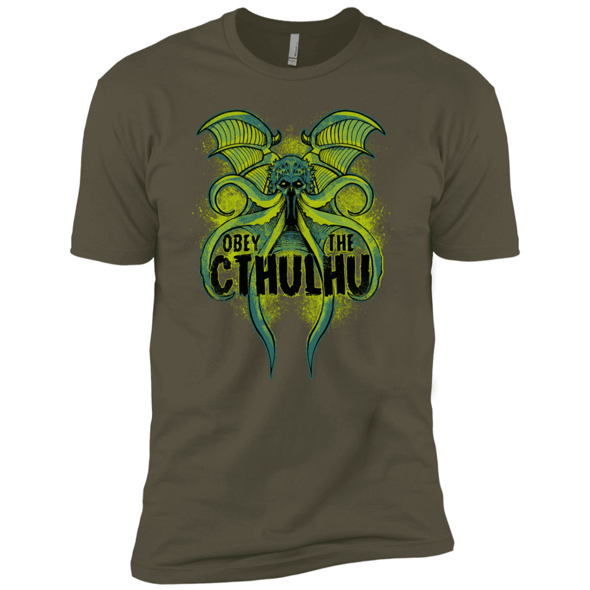 T-Shirts Military Green / X-Small Obey the Cthulhu Neon Men's Premium T-Shirt