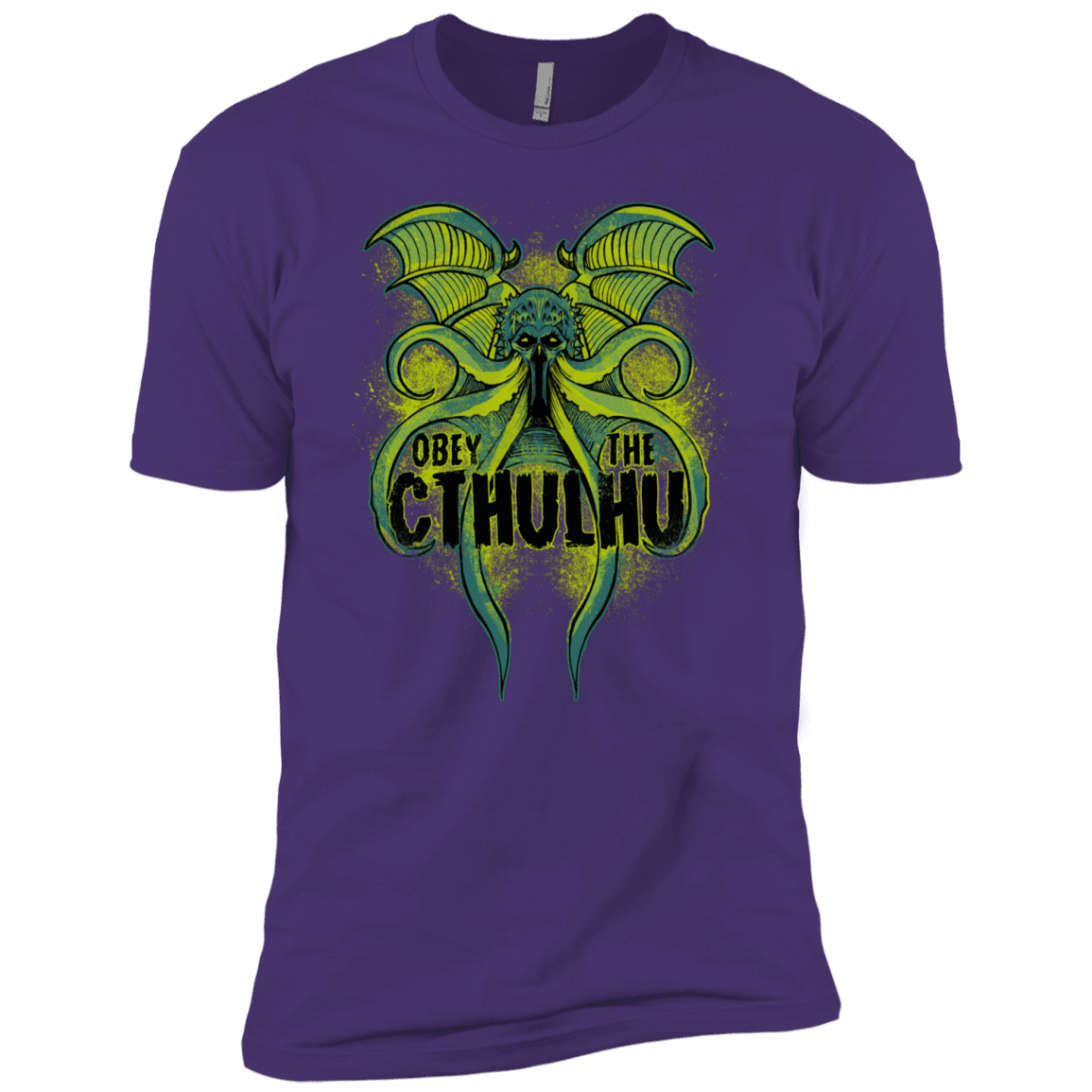 T-Shirts Purple Rush/ / X-Small Obey the Cthulhu Neon Men's Premium T-Shirt