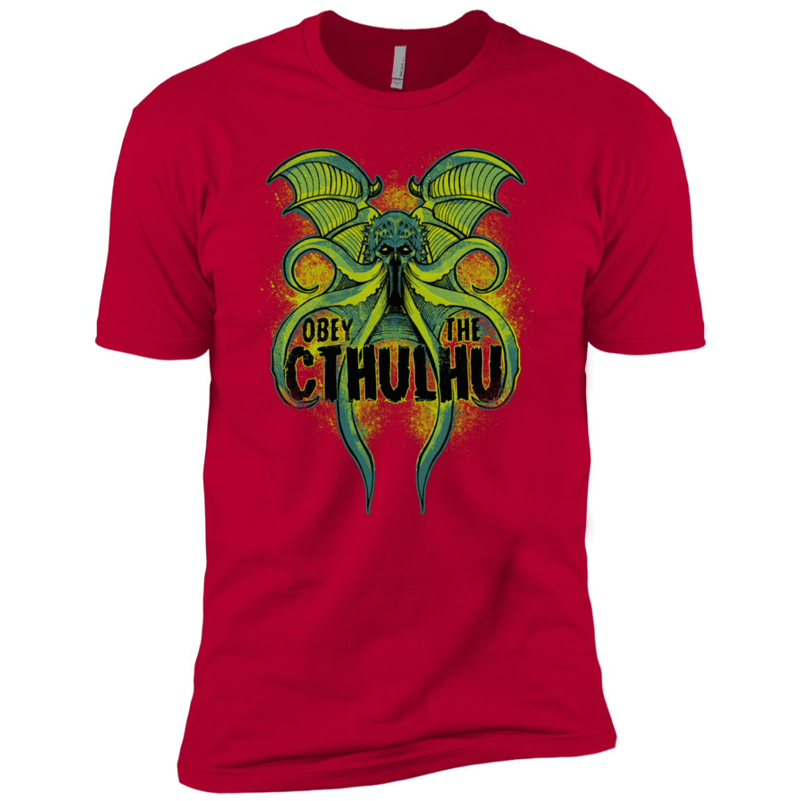 T-Shirts Red / X-Small Obey the Cthulhu Neon Men's Premium T-Shirt