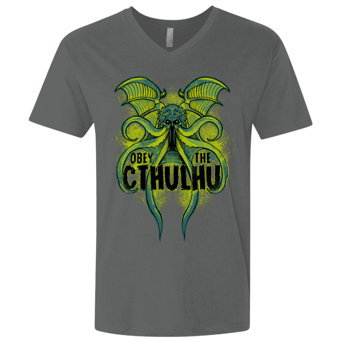 T-Shirts Heavy Metal / X-Small Obey the Cthulhu Neon Men's Premium V-Neck