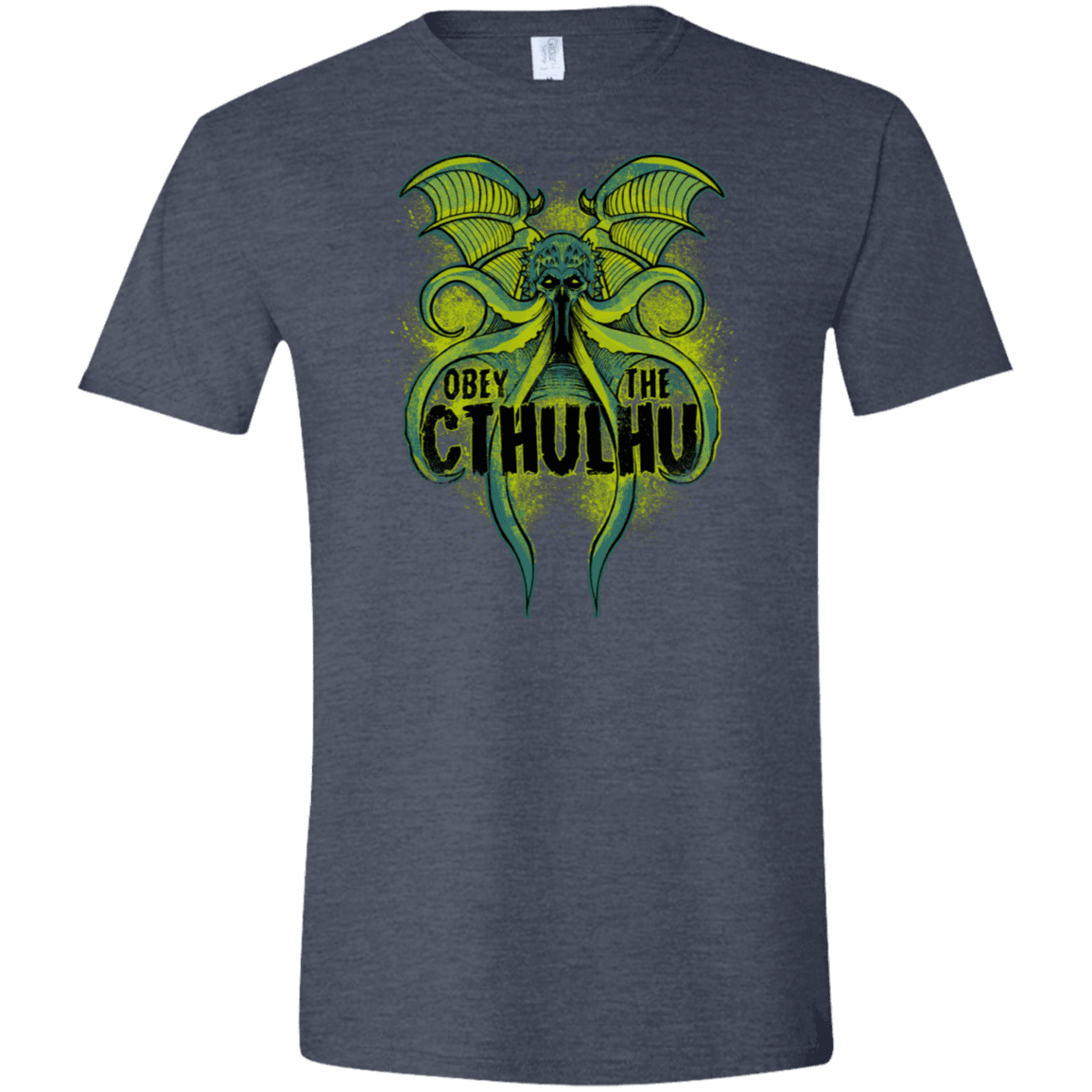 T-Shirts Heather Navy / S Obey the Cthulhu Neon Men's Semi-Fitted Softstyle