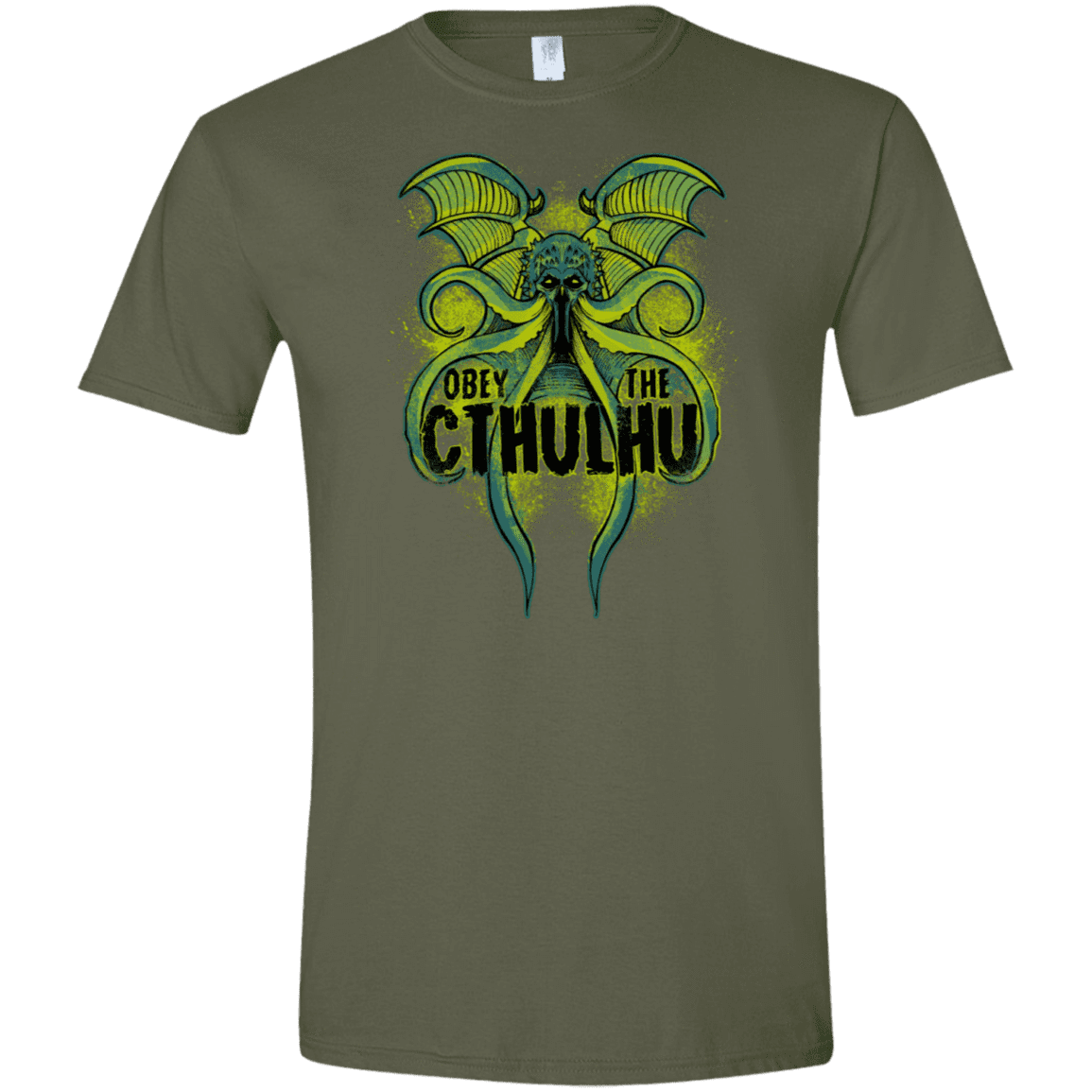 T-Shirts Military Green / S Obey the Cthulhu Neon Men's Semi-Fitted Softstyle