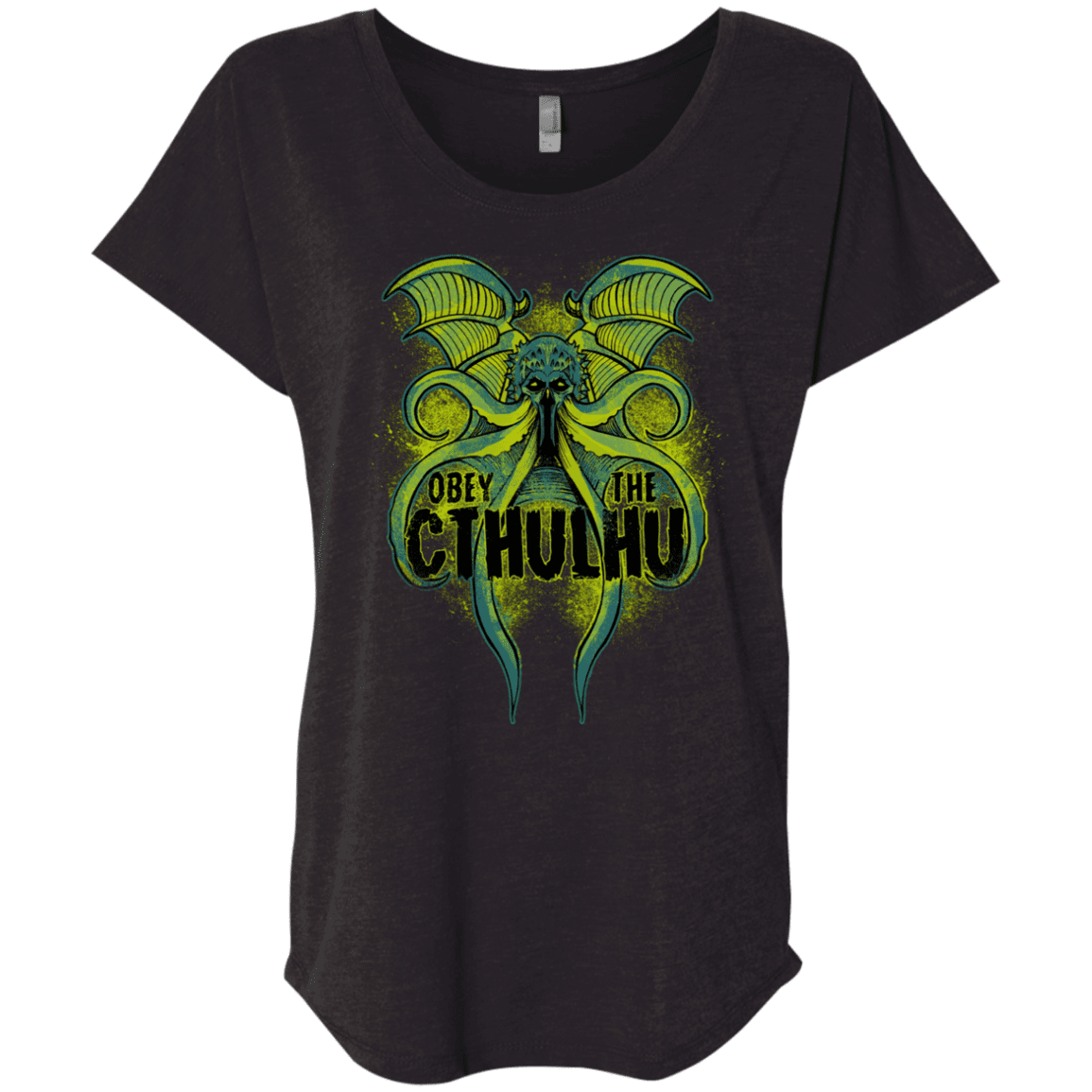 T-Shirts Vintage Black / X-Small Obey the Cthulhu Neon Triblend Dolman Sleeve