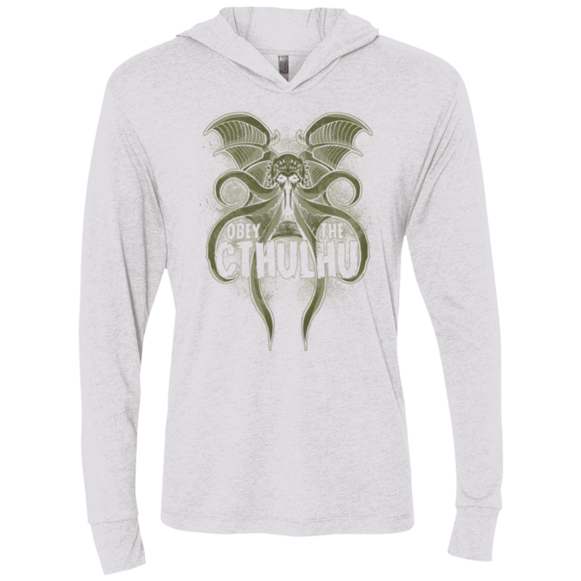 T-Shirts Heather White / X-Small Obey the Cthulhu Triblend Long Sleeve Hoodie Tee