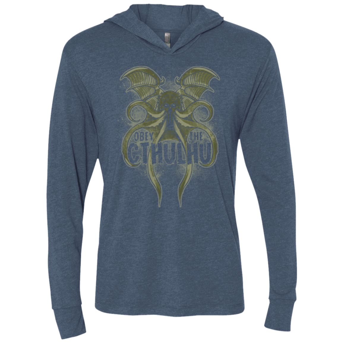 Obey the Cthulhu Triblend Long Sleeve Hoodie Tee