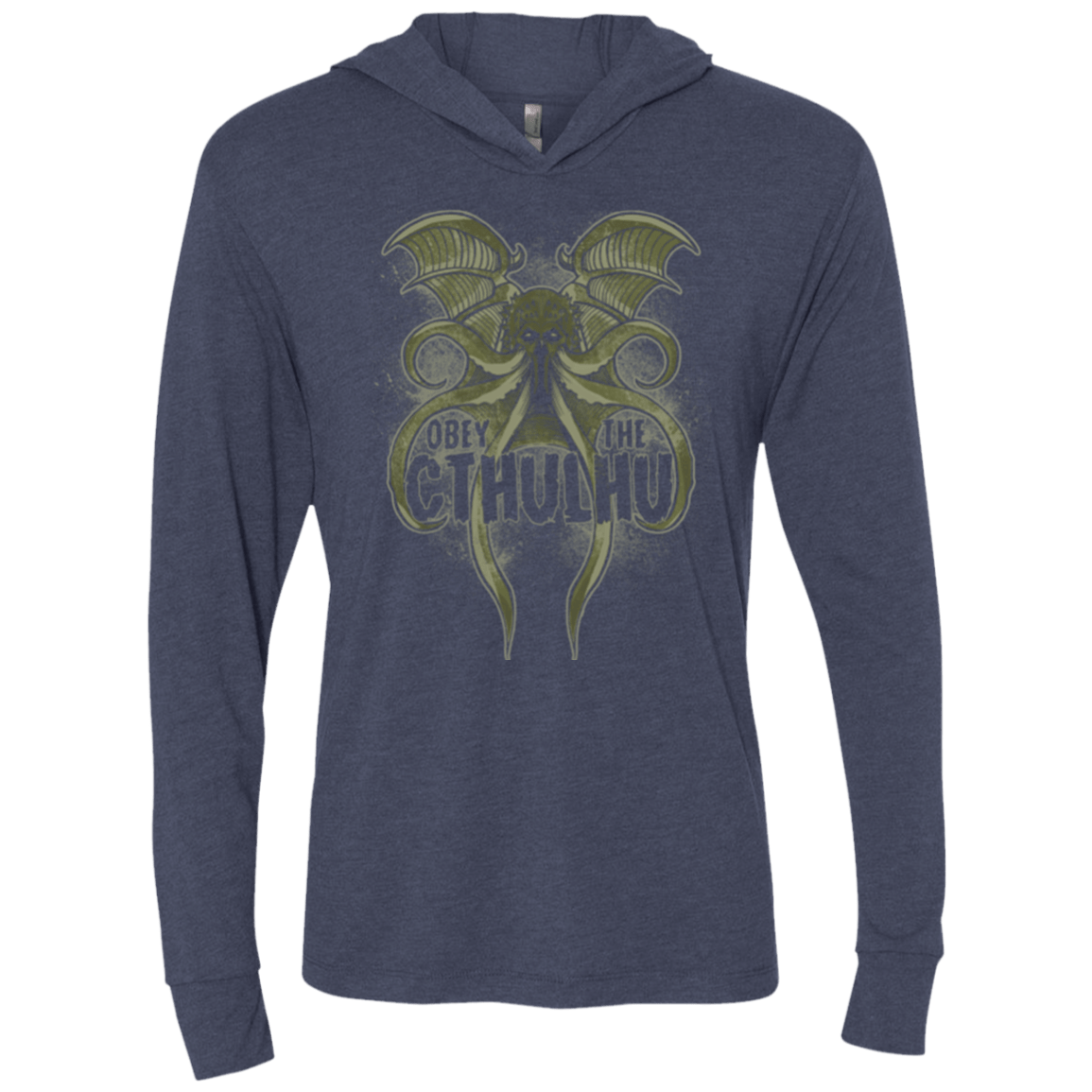 Obey the Cthulhu Triblend Long Sleeve Hoodie Tee
