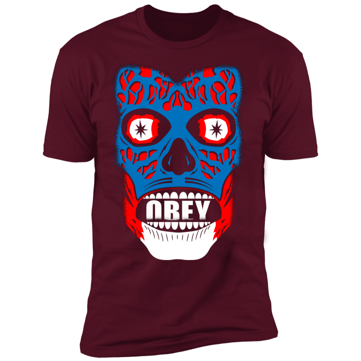 T-Shirts Maroon / S Obey They Live Men's Premium T-Shirt