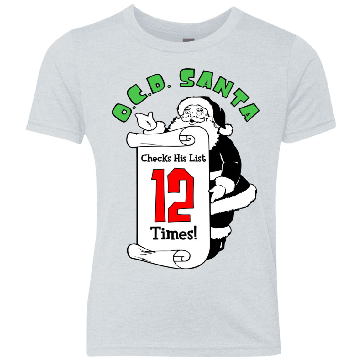 T-Shirts Heather White / YXS OCD Santa Youth Triblend T-Shirt