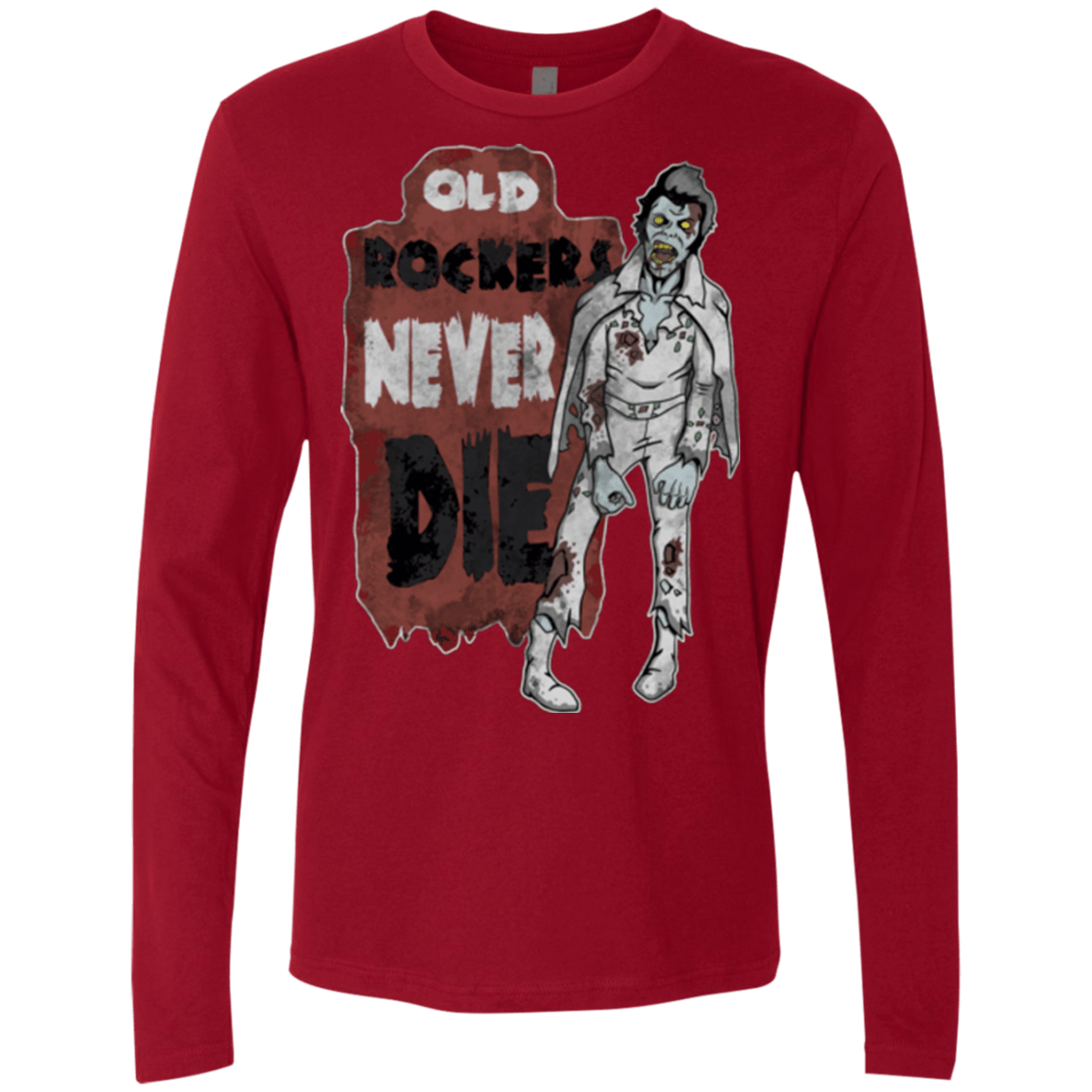 T-Shirts Cardinal / Small Old Rockers Never Die Men's Premium Long Sleeve