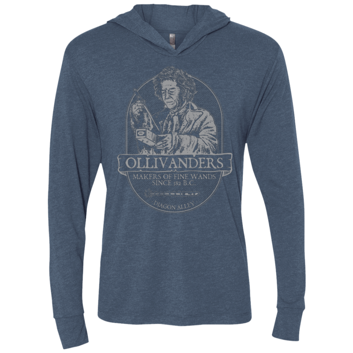 T-Shirts Indigo / X-Small Ollivanders Fine Wands Triblend Long Sleeve Hoodie Tee