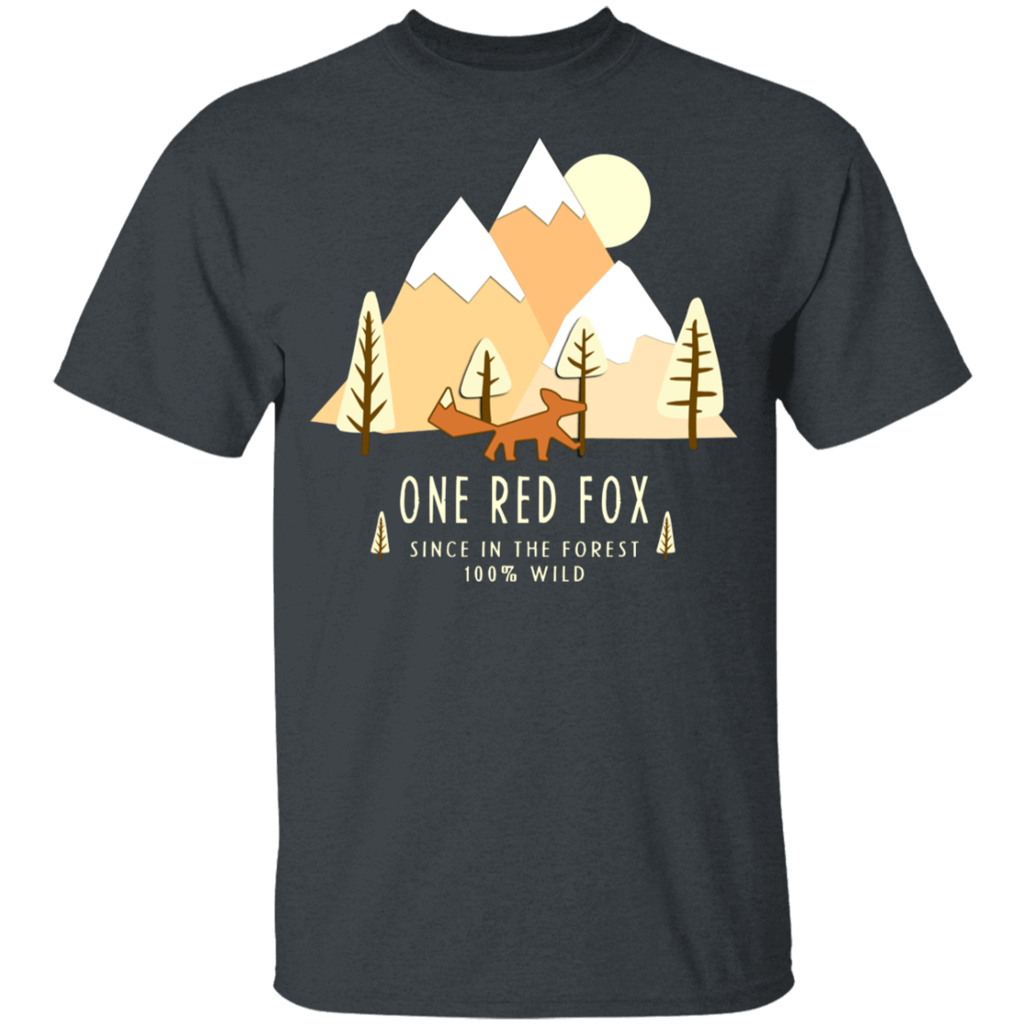 T-Shirts Dark Heather / YXS One Red Fox In The Forest Youth T-Shirt