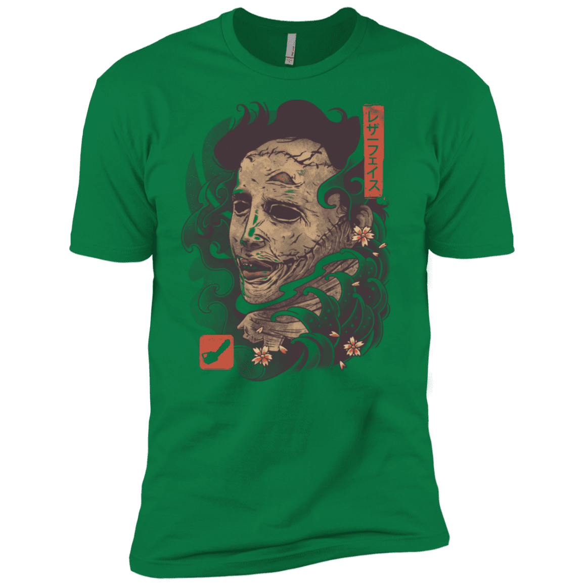 T-Shirts Kelly Green / X-Small Oni Leather Mask Men's Premium T-Shirt