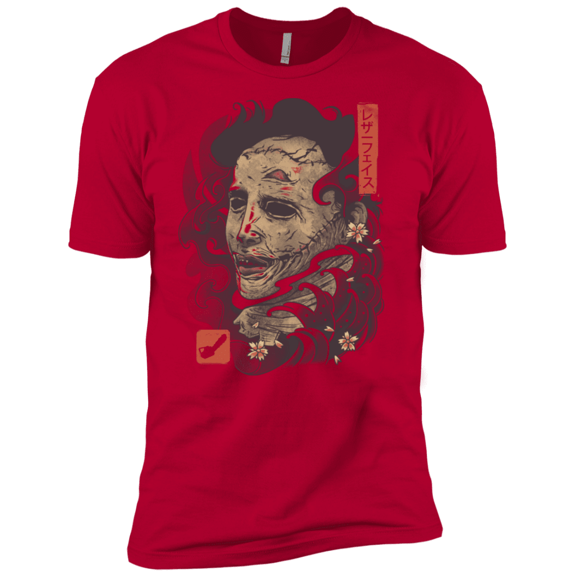 T-Shirts Red / X-Small Oni Leather Mask Men's Premium T-Shirt