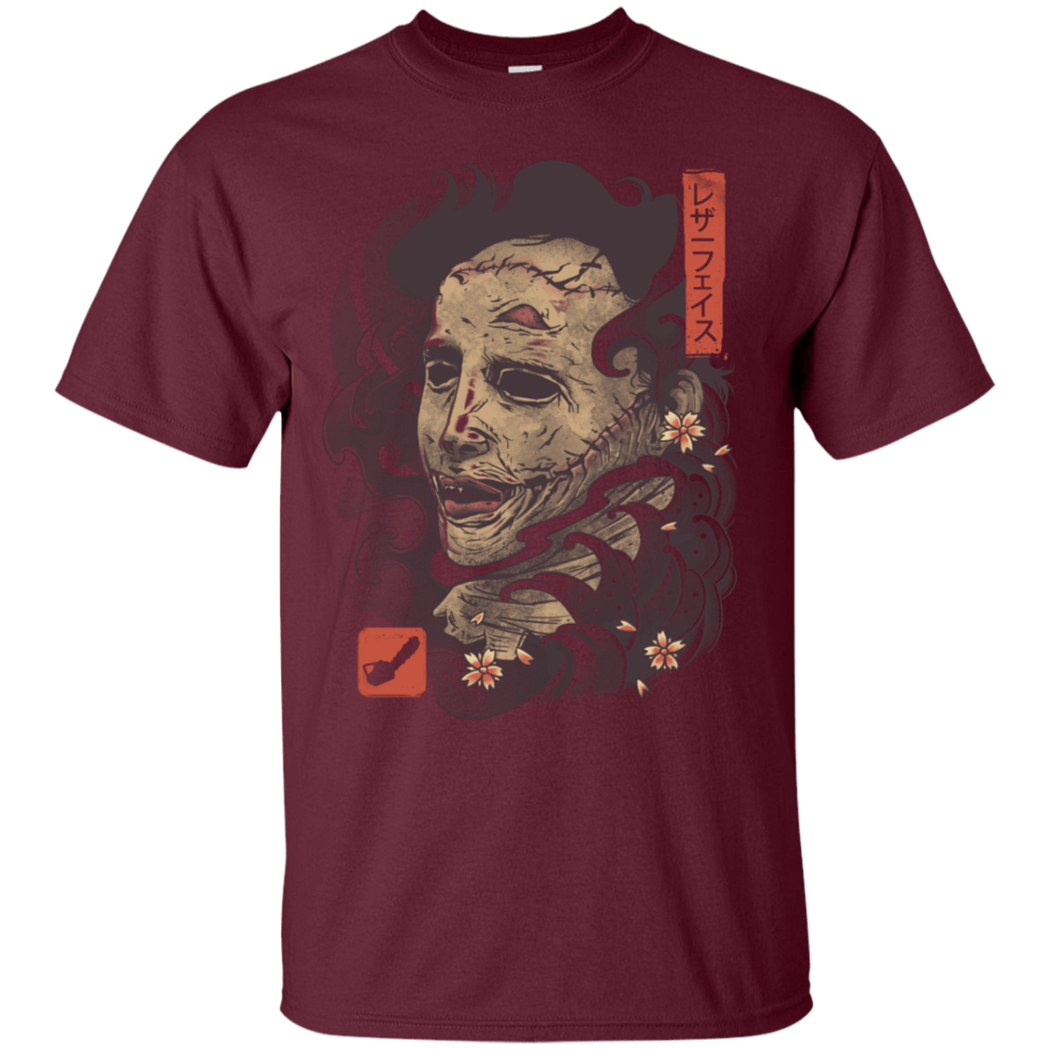 T-Shirts Maroon / S Oni Leather Mask T-Shirt
