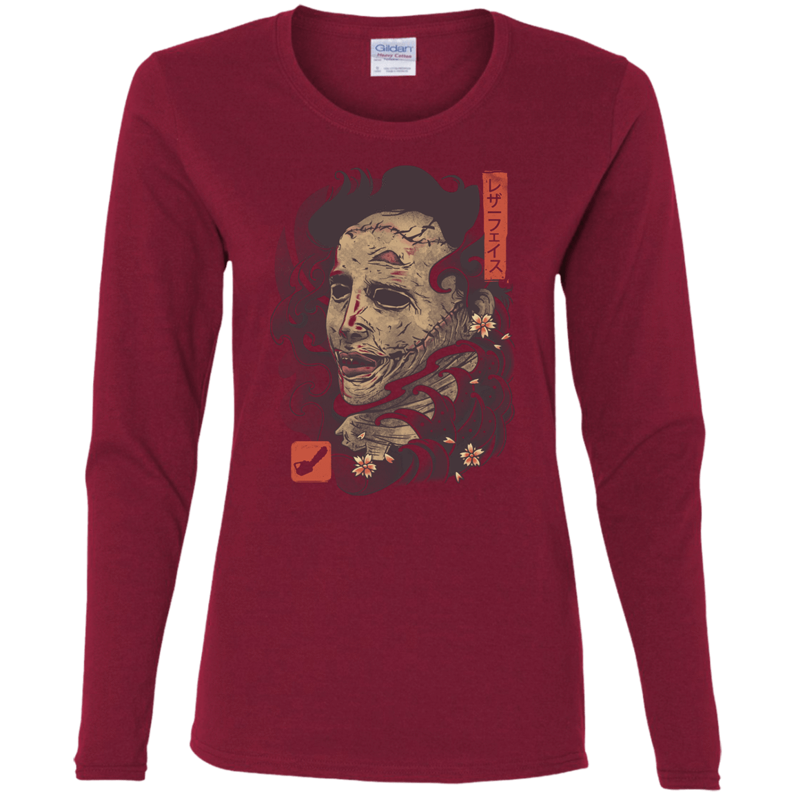 T-Shirts Cardinal / S Oni Leather Mask Women's Long Sleeve T-Shirt