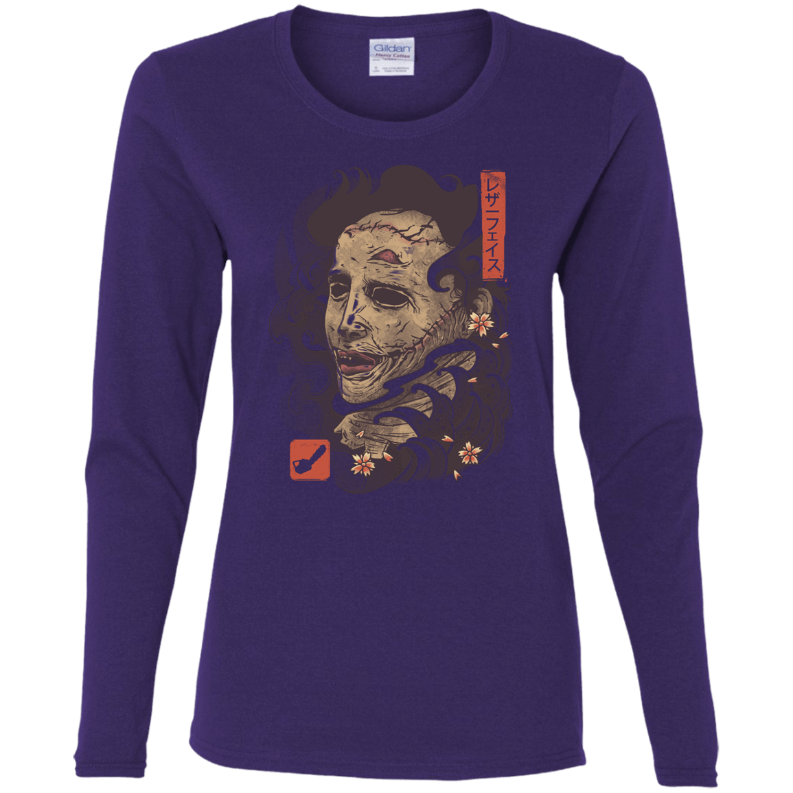 T-Shirts Purple / S Oni Leather Mask Women's Long Sleeve T-Shirt