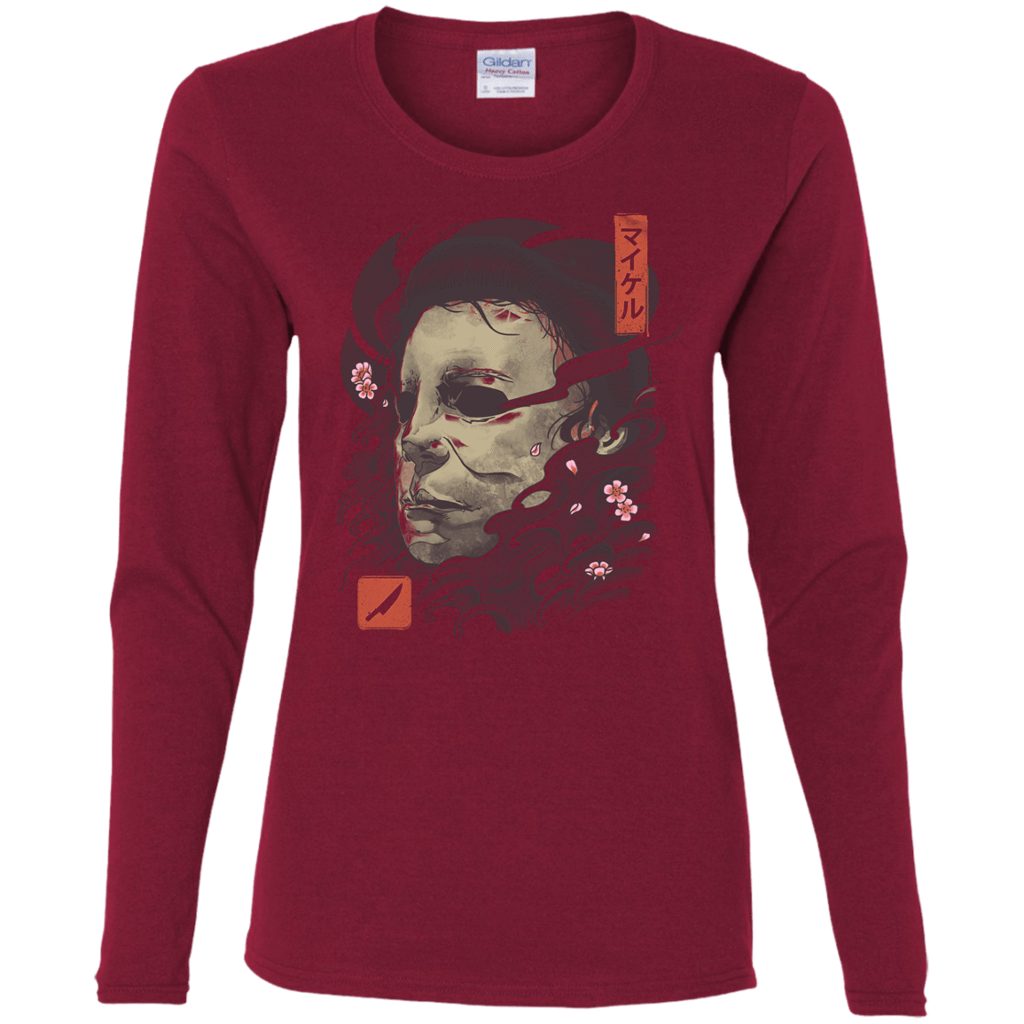 T-Shirts Cardinal / S Oni Slasher Mask Women's Long Sleeve T-Shirt