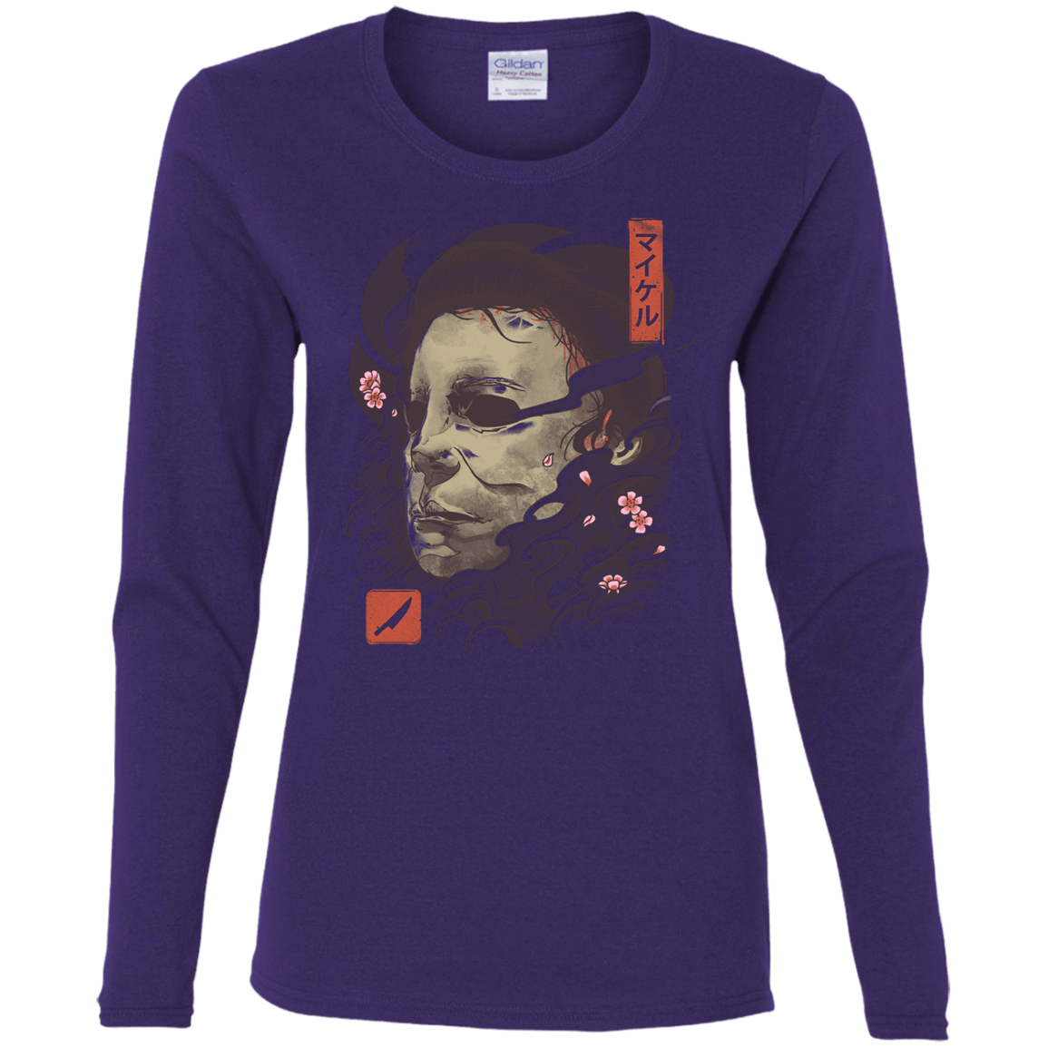 T-Shirts Purple / S Oni Slasher Mask Women's Long Sleeve T-Shirt