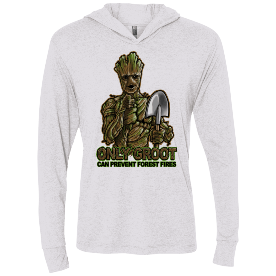 T-Shirts Heather White / X-Small Only Groot Triblend Long Sleeve Hoodie Tee