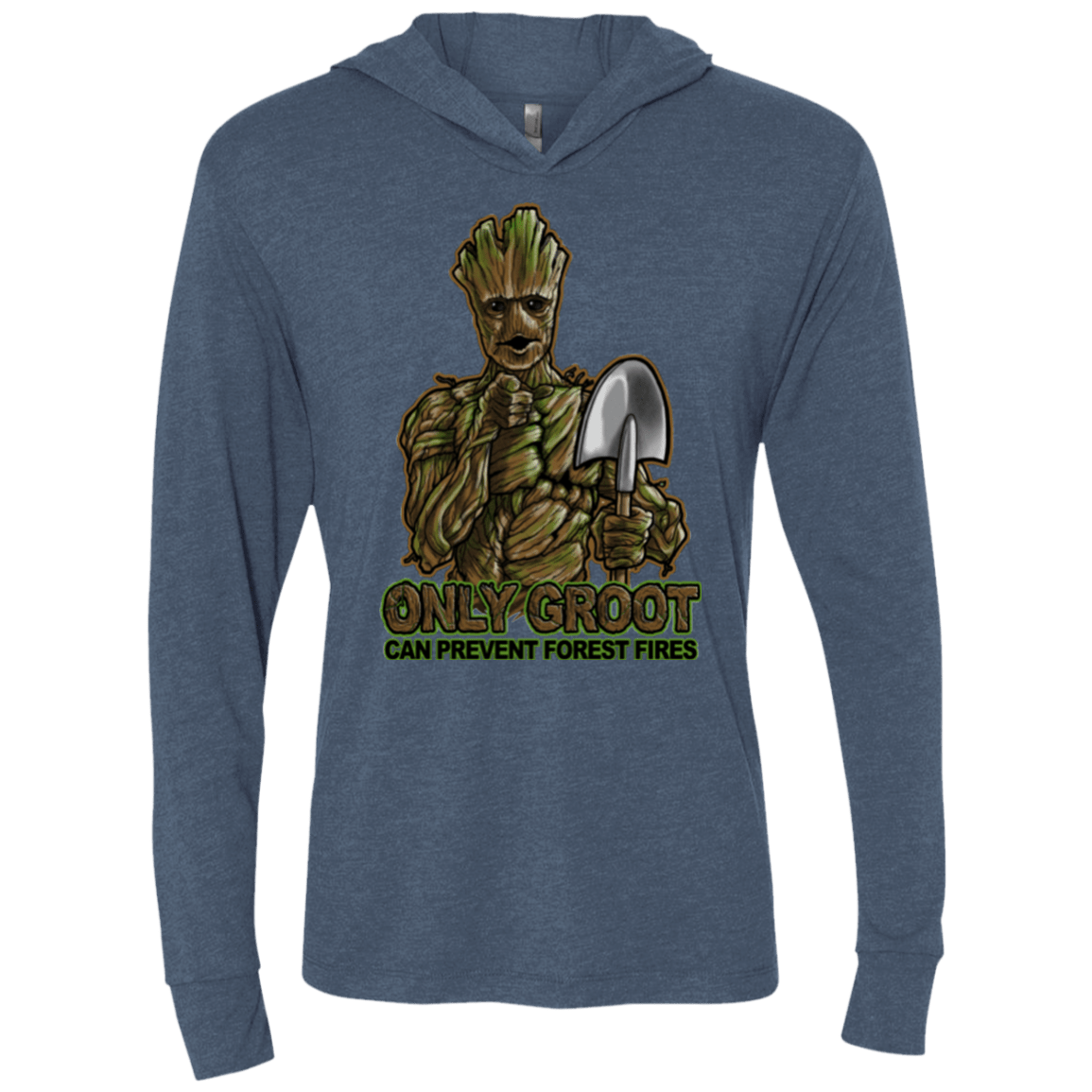 T-Shirts Indigo / X-Small Only Groot Triblend Long Sleeve Hoodie Tee