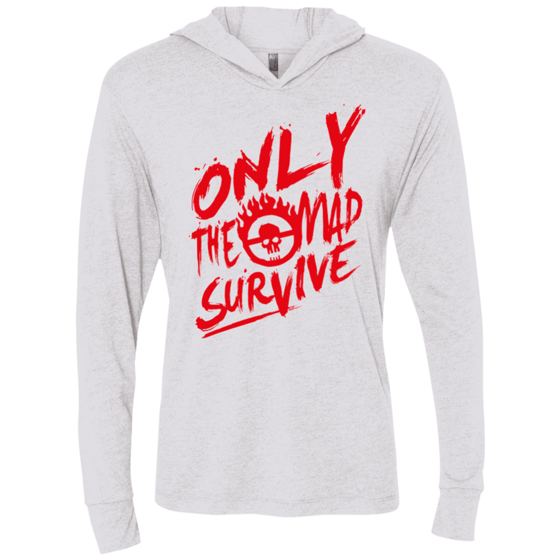 T-Shirts Heather White / X-Small Only The Mad Red Triblend Long Sleeve Hoodie Tee