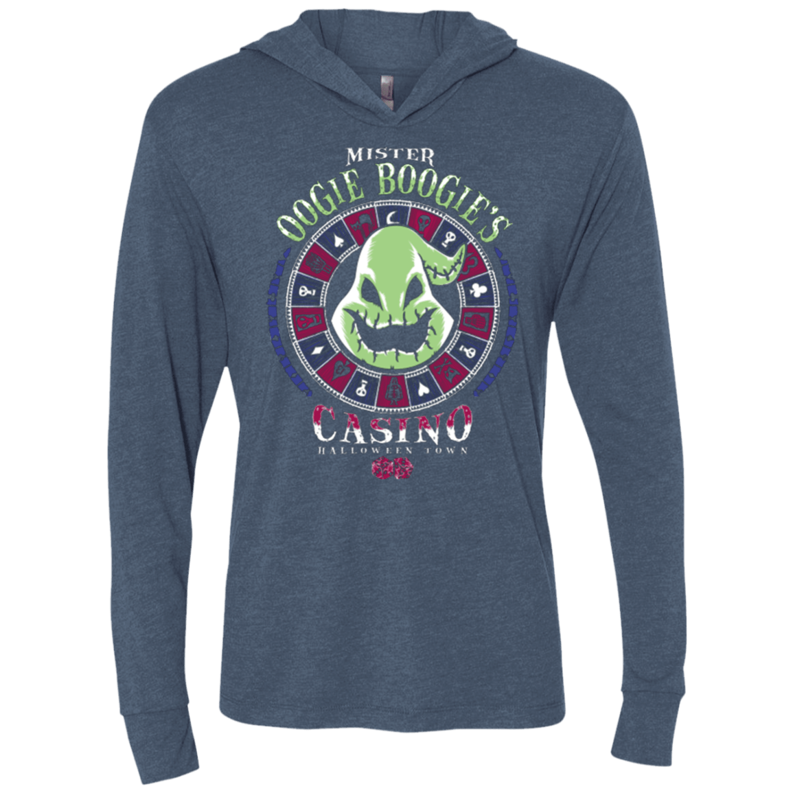 T-Shirts Indigo / X-Small Oogies Casino Triblend Long Sleeve Hoodie Tee