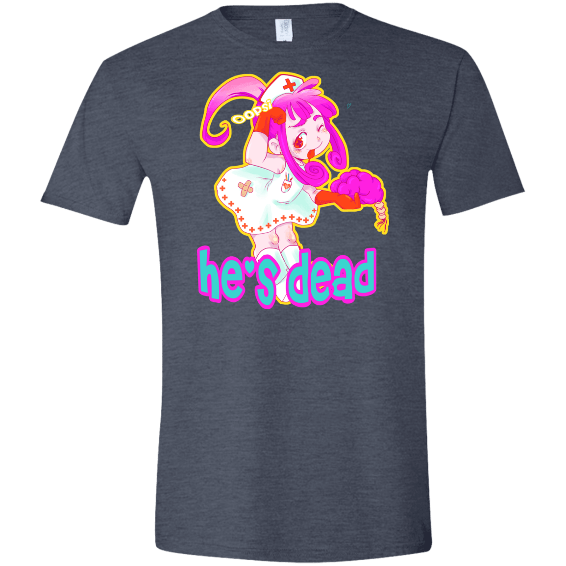 T-Shirts Heather Navy / S Oopsi Men's Semi-Fitted Softstyle