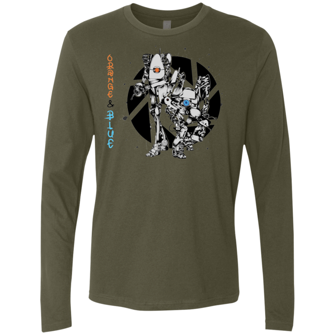 T-Shirts Military Green / S Orange and Blue Men's Premium Long Sleeve