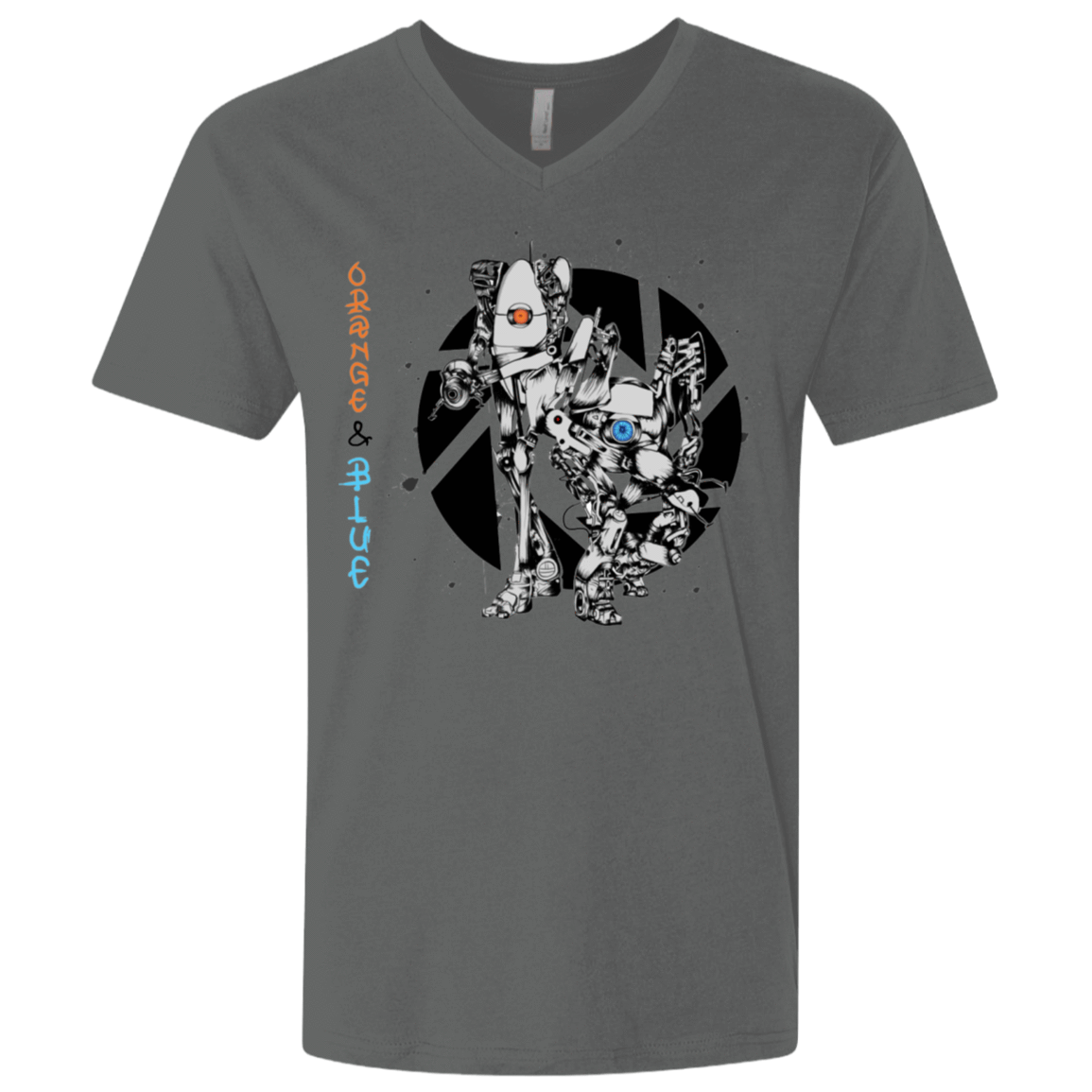 T-Shirts Heavy Metal / X-Small Orange and Blue Men's Premium V-Neck