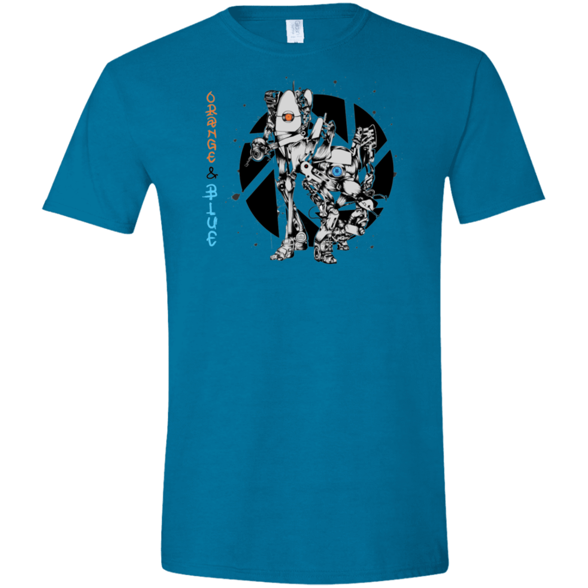 T-Shirts Antique Sapphire / S Orange and Blue Men's Semi-Fitted Softstyle