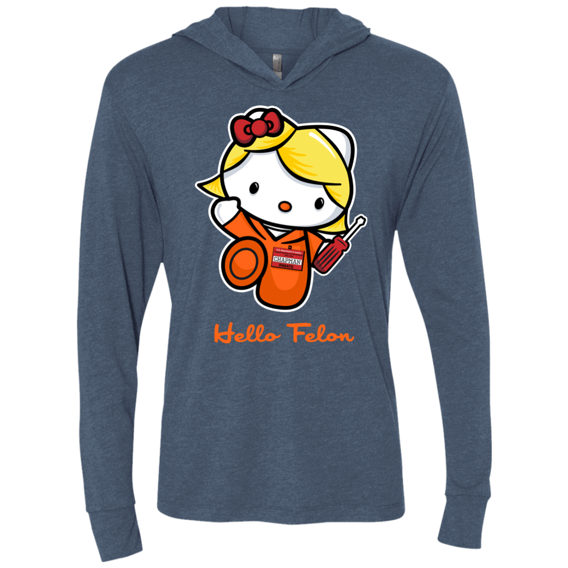 T-Shirts Indigo / X-Small Orange is the New Cat Triblend Long Sleeve Hoodie Tee