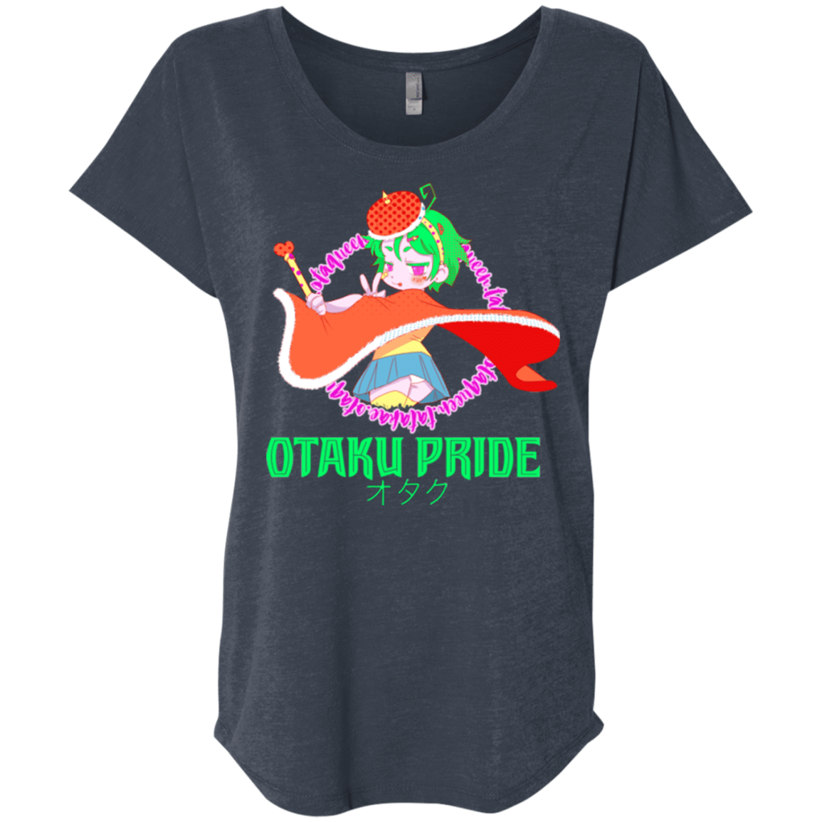 T-Shirts Vintage Navy / X-Small Otaqueen Triblend Dolman Sleeve