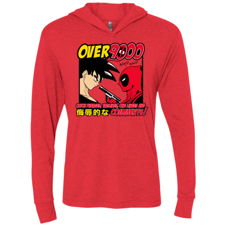 T-Shirts Vintage Red / X-Small Over 9000 Triblend Long Sleeve Hoodie Tee