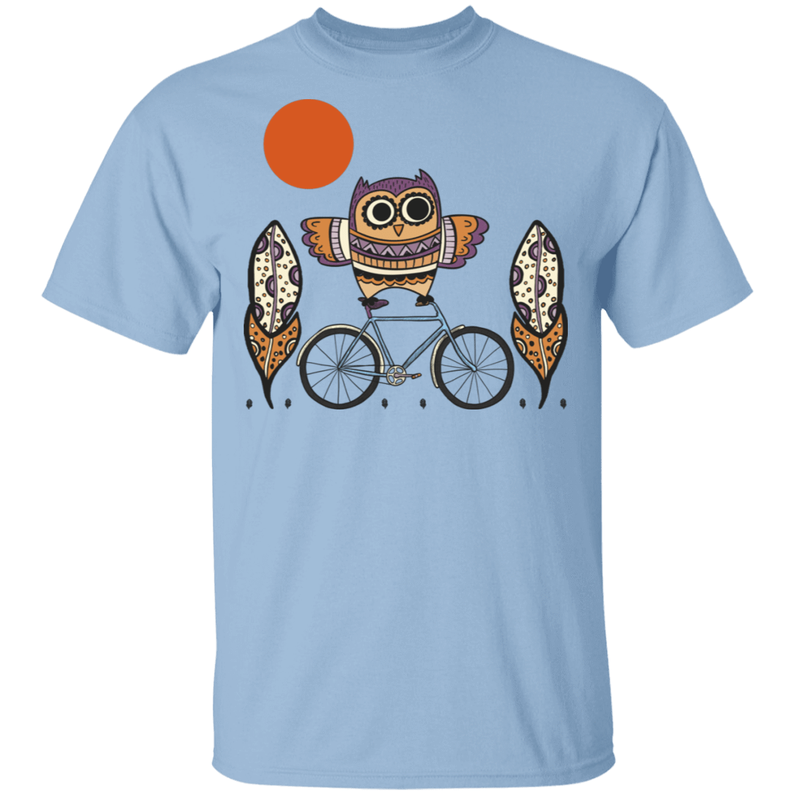 T-Shirts Light Blue / S Owl On A Bike T-Shirt