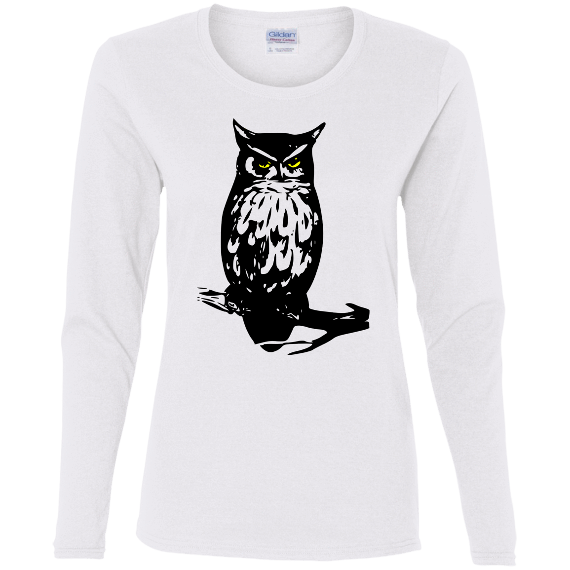 T-Shirts White / S Owl Portrait Women's Long Sleeve T-Shirt
