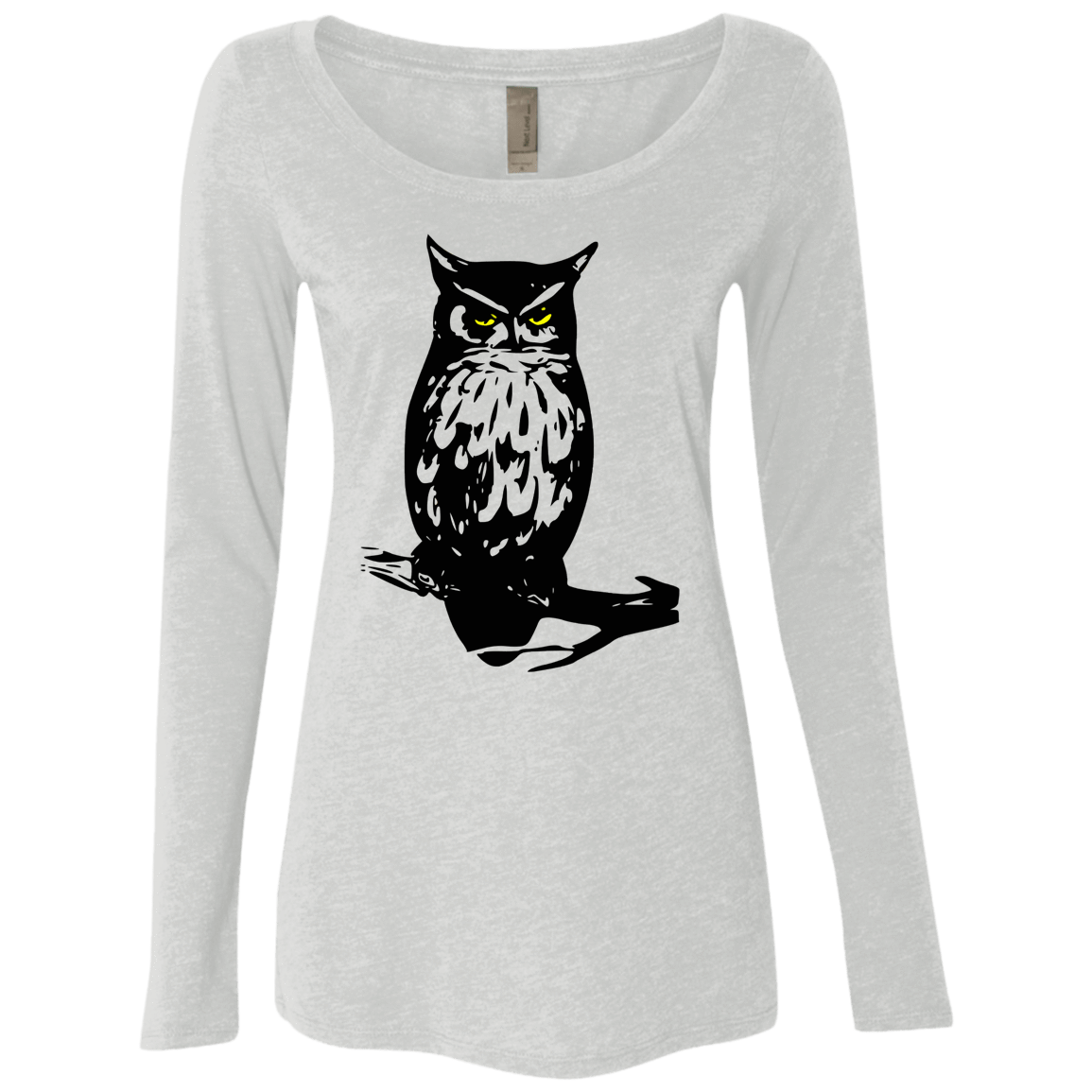 T-Shirts Heather White / S Owl Portrait Women's Triblend Long Sleeve Shirt