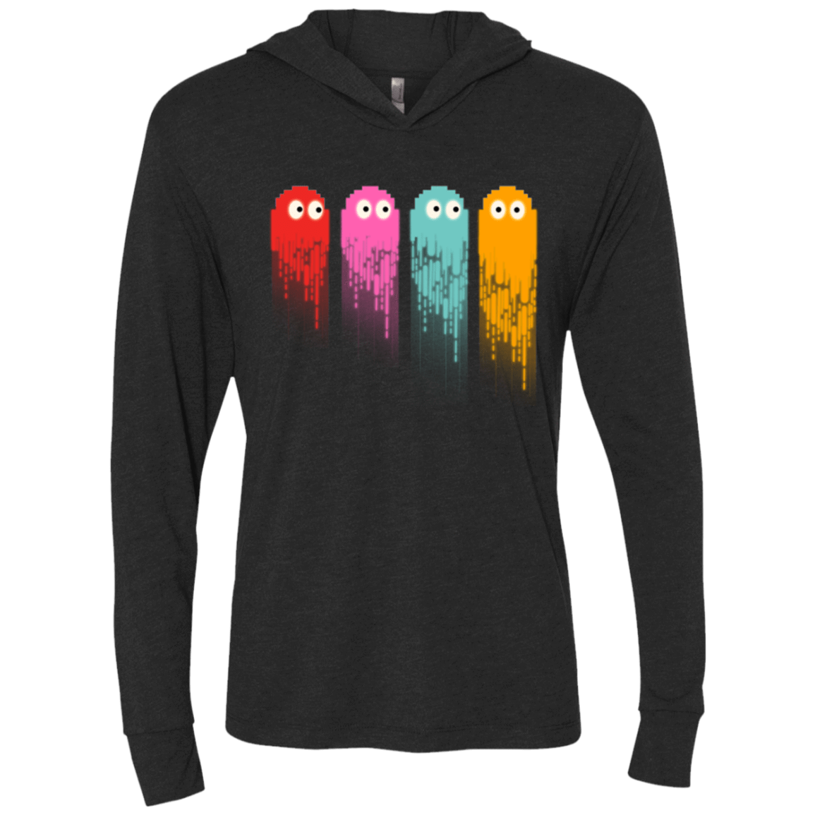 T-Shirts Vintage Black / X-Small Pac color ghost Triblend Long Sleeve Hoodie Tee