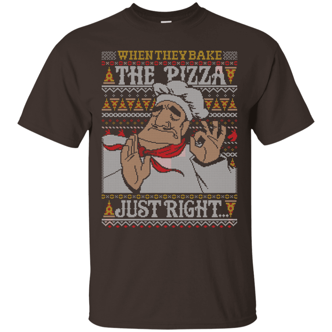 T-Shirts Dark Chocolate / S Pacha Pizza Ugly Sweater T-Shirt