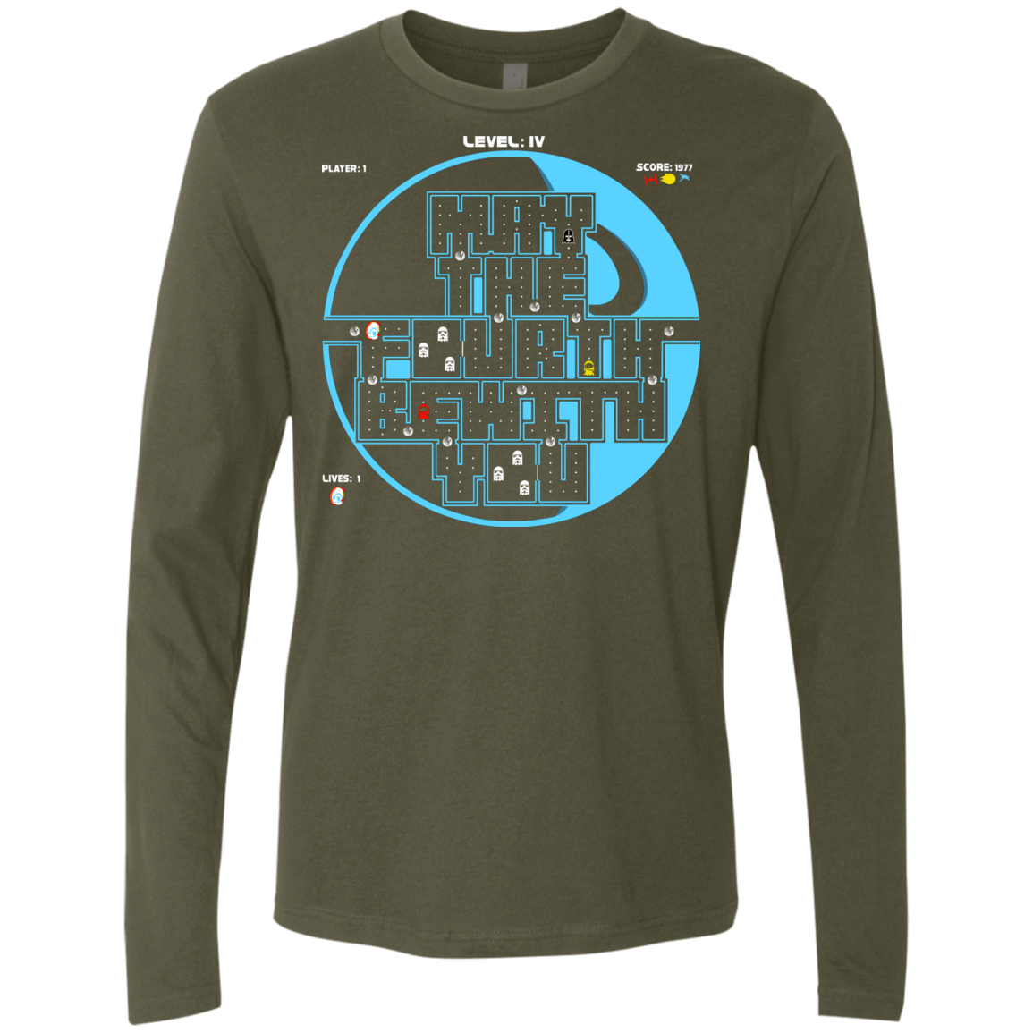 T-Shirts Military Green / S Pacman May The Fourth Men's Premium Long Sleeve