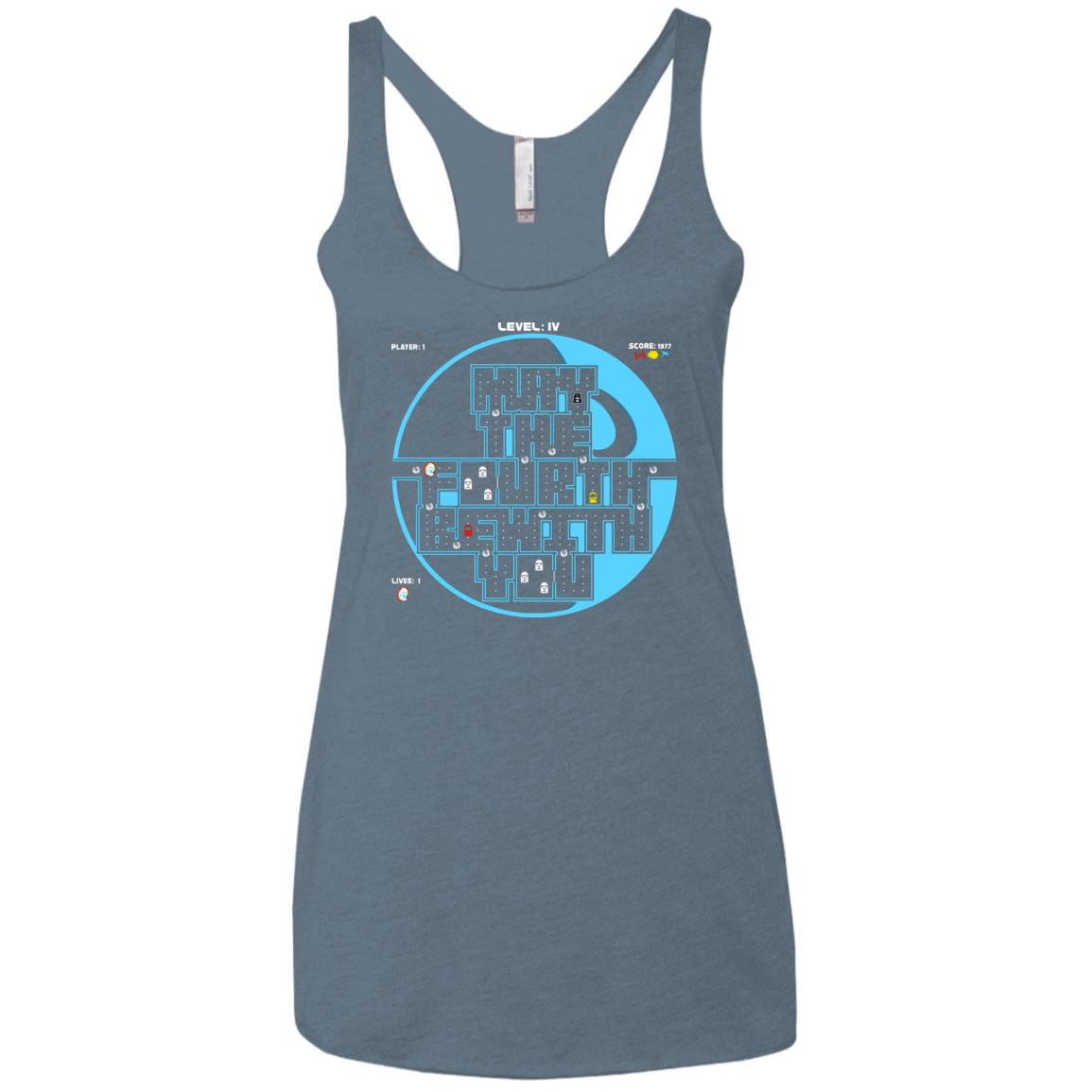 T-Shirts Indigo / X-Small Pacman May The Fourth Women's Triblend Racerback Tank