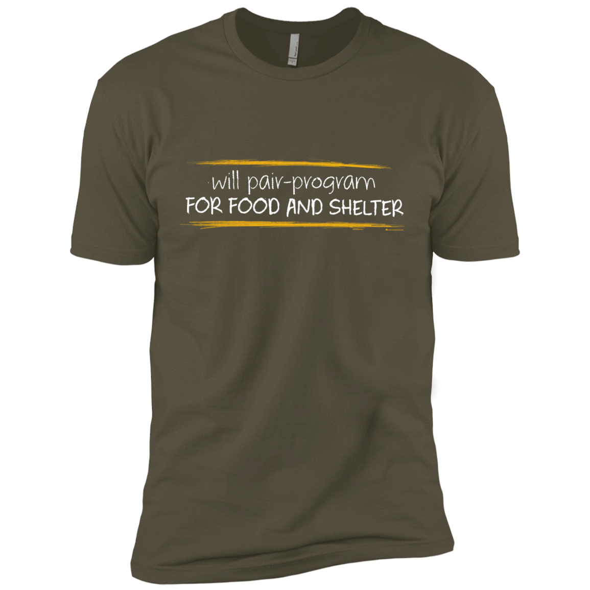 T-Shirts Military Green / X-Small Pair Programming For Food And Shelter Men's Premium T-Shirt