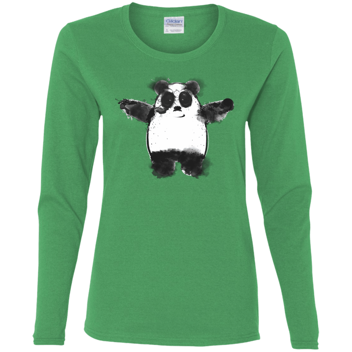T-Shirts Irish Green / S Panda Ink Women's Long Sleeve T-Shirt