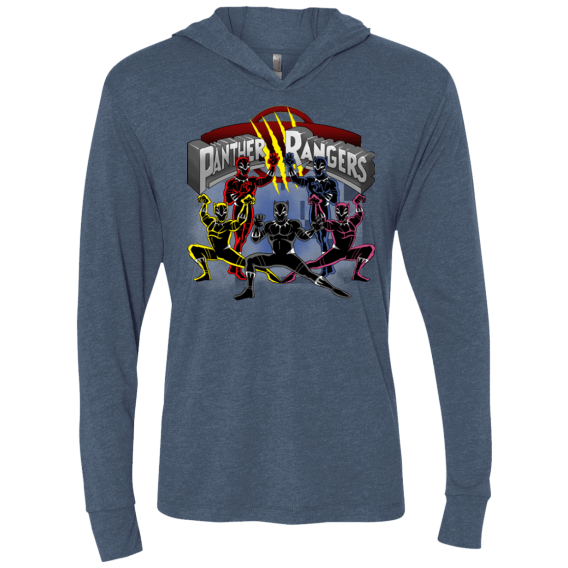 T-Shirts Indigo / X-Small Panther Rangers Triblend Long Sleeve Hoodie Tee