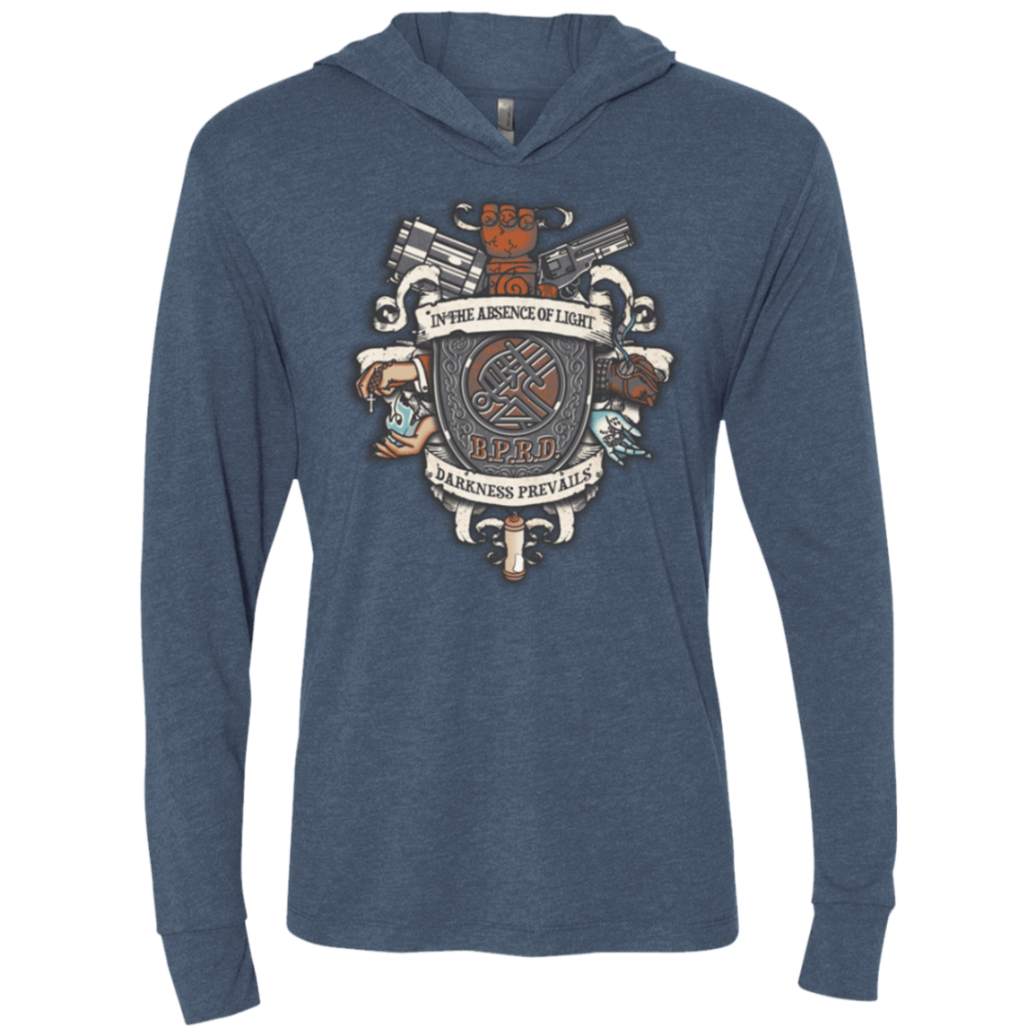 T-Shirts Indigo / X-Small Paranormal Bureau Triblend Long Sleeve Hoodie Tee