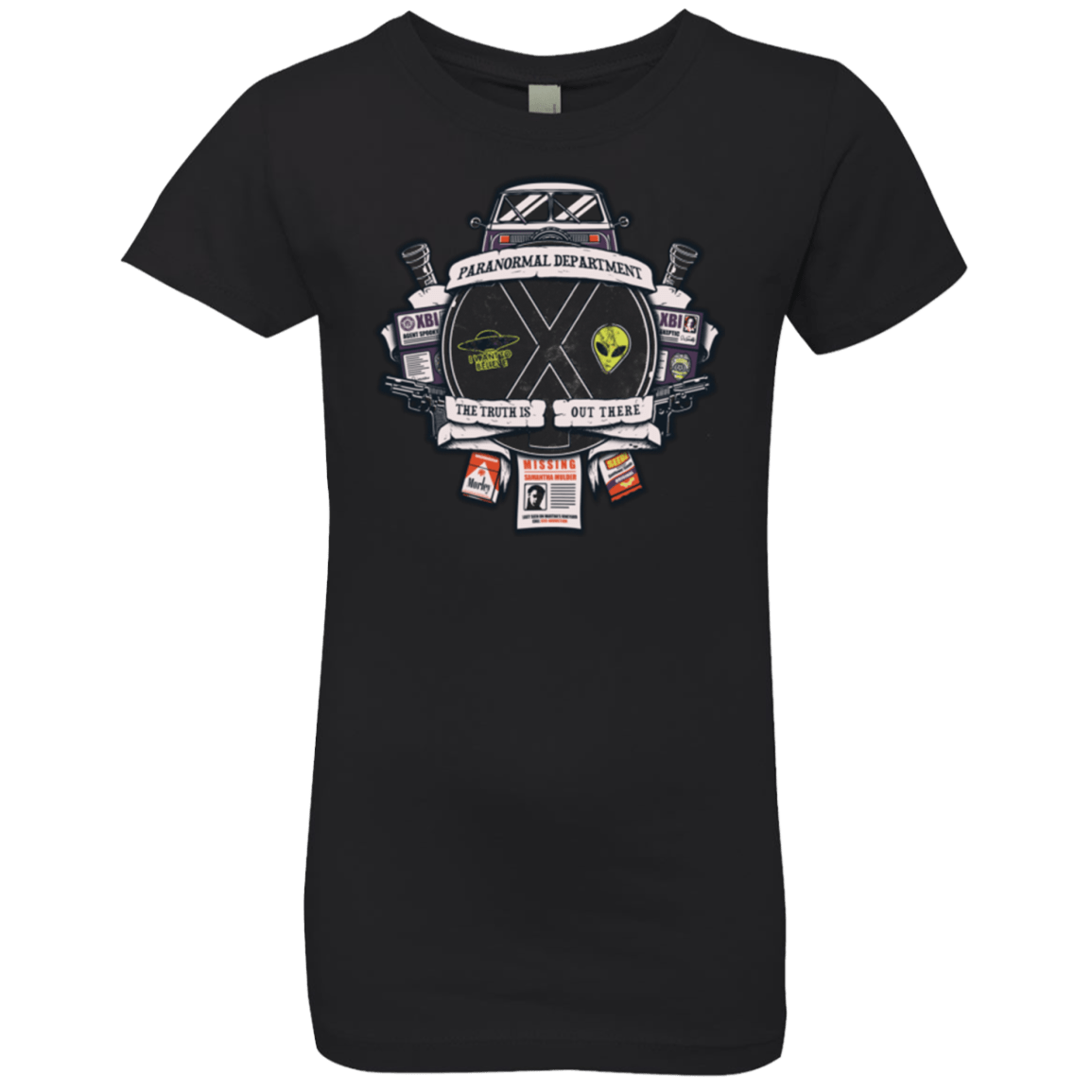 T-Shirts Black / YXS Paranormal files Crest Girls Premium T-Shirt