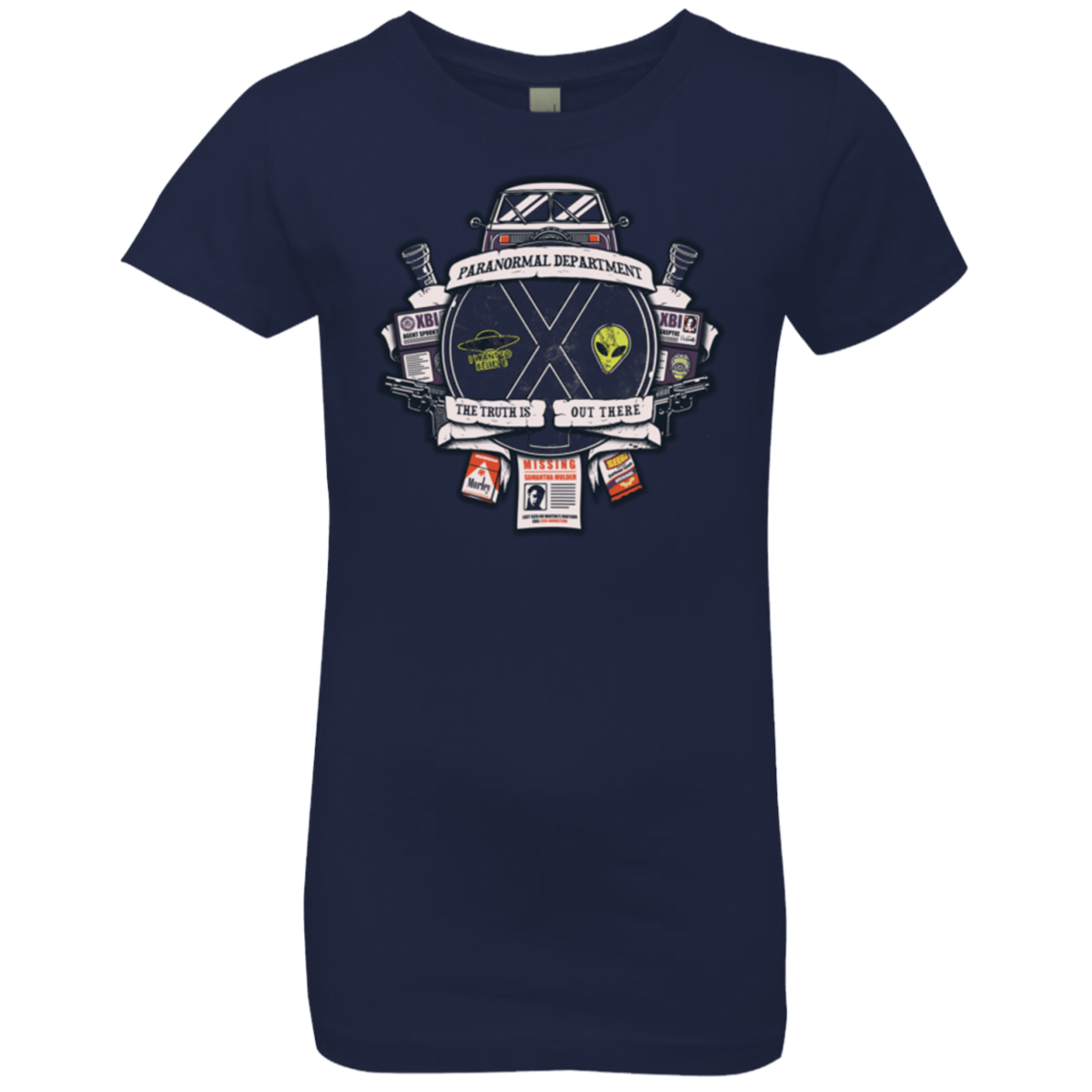 T-Shirts Midnight Navy / YXS Paranormal files Crest Girls Premium T-Shirt