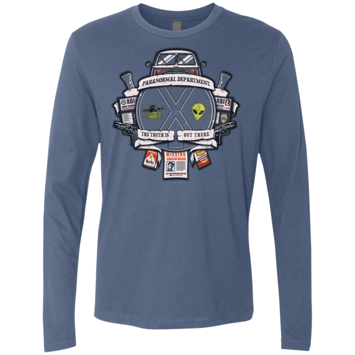 T-Shirts Indigo / Small Paranormal files Crest Men's Premium Long Sleeve