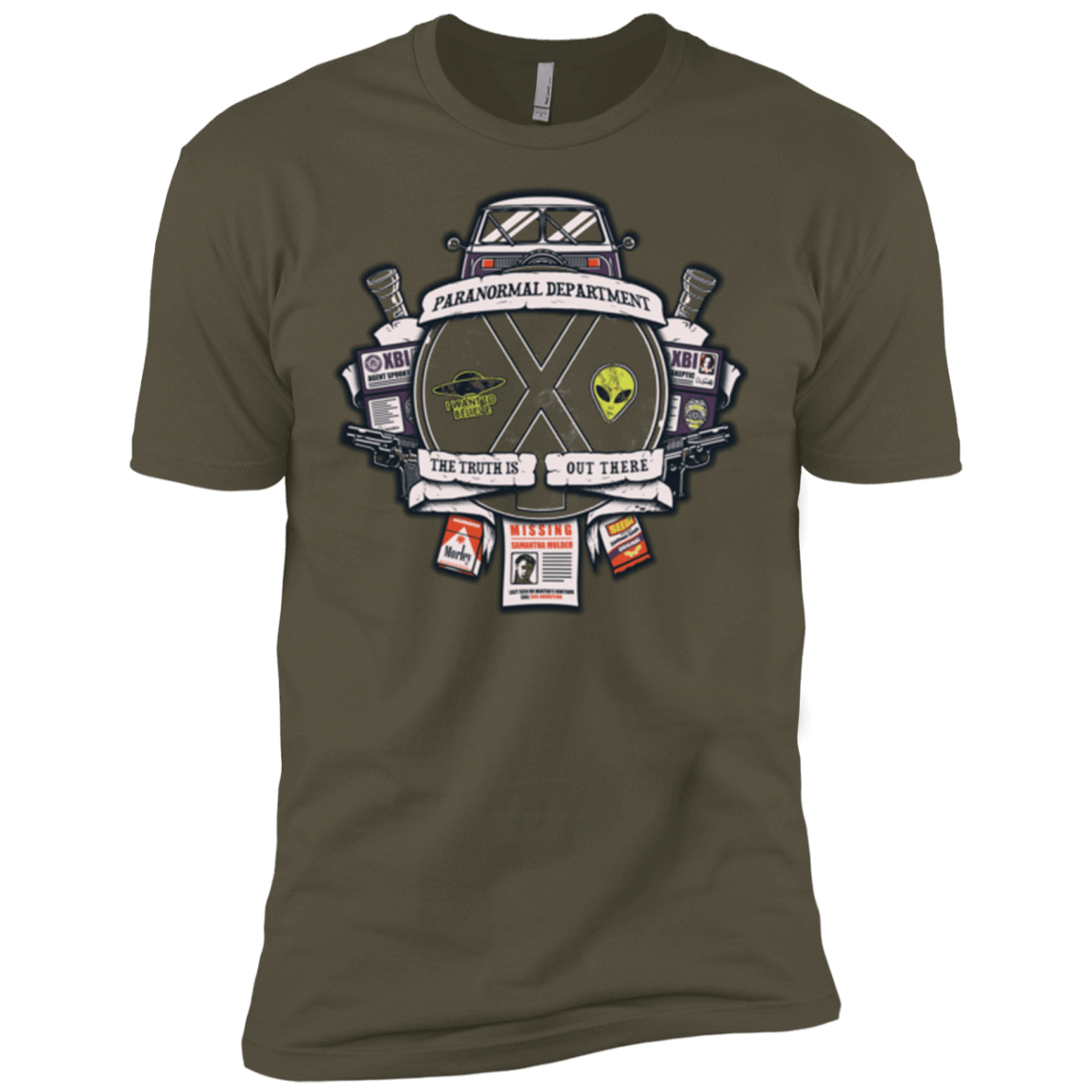 T-Shirts Military Green / X-Small Paranormal files Crest Men's Premium T-Shirt